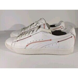 Puma Shoes Clyde Zigzag Men's Size 12 White Leather Lace Up Sneakers